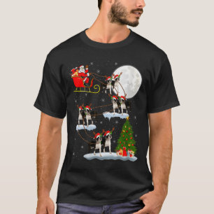 T-shirt Femmes Boston Terrier Chien Père Noël Traîneau Vol