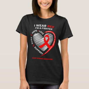 T-shirt Femmes Cadeaux Guerrier Red Fighter Maladie cardia
