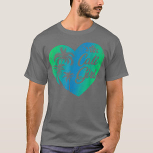 T-shirt Femmes Cali Girl Californie Vintage Coeur Palm Tre