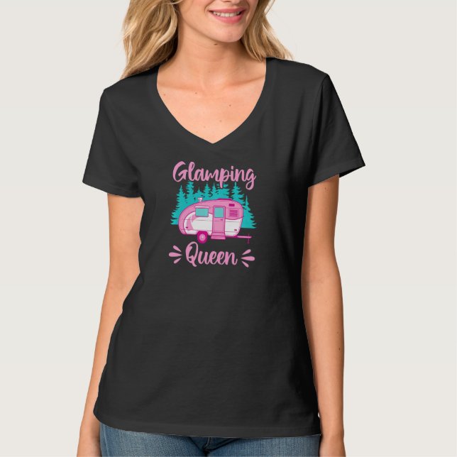 T-shirt Femmes Camping Rv Camper Glamping Queen (Devant)
