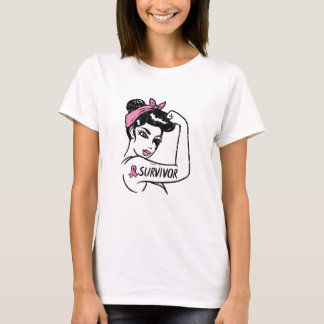 T-shirt Femmes Cancer du sein Survivant Rosie Riveter Rose