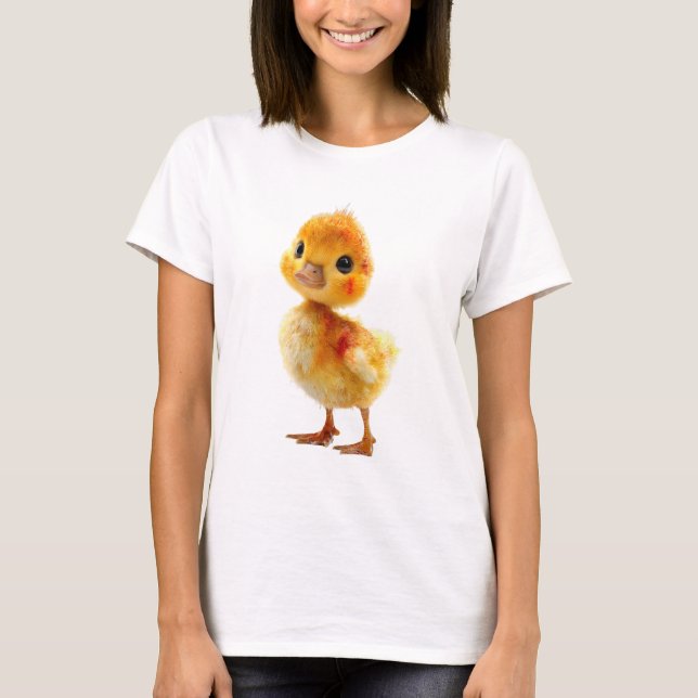 T-shirt Femmes Caneton Fluff Doré Adorable (Devant)