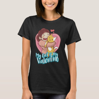 T-shirt Femmes Chats de la Saint-Valentin Noires