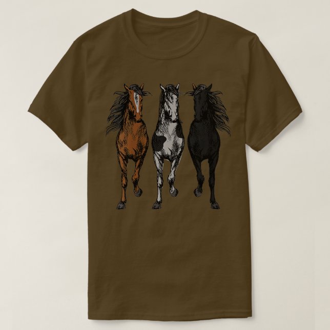 T-shirt Femmes Cheval Sauvage Art Animal Conçu Pour Le Che (Design devant)