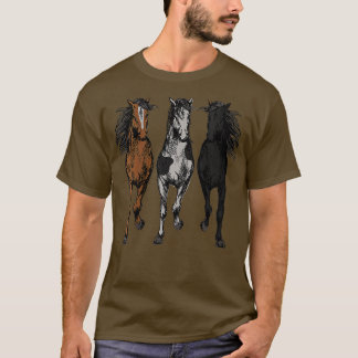 T-shirt Femmes Cheval Sauvage Art Animal Conçu Pour Le Che