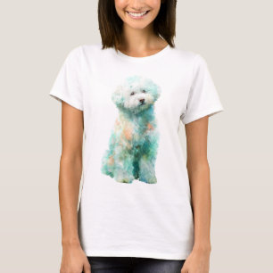 T-shirt Femmes Chien Bichon Frise Aquarelle Teal Fantaisis