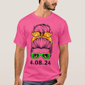 T-shirt Femmes Chignon Désordonné Éclipse 2024 Pour le 8 A