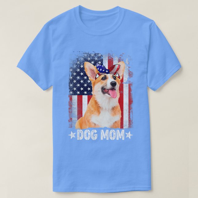 T-shirt Femmes Classique Corgi Chien Maman Usa Drapeau Mèr (Design devant)