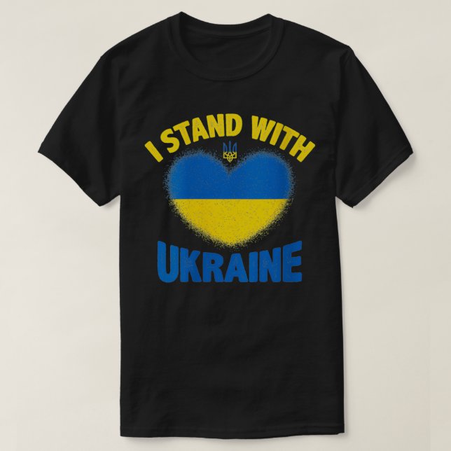 T-shirt Femmes Coeur Drapeau Ukrainien Je Me Trouve Avec U (Design devant)