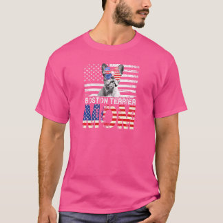 T-shirt Femmes Cool Boston Terrier Maman Usa Drapeau Patri
