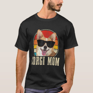 T-shirt Femmes Corgis Maman Lunettes de soleil Vintages Fu
