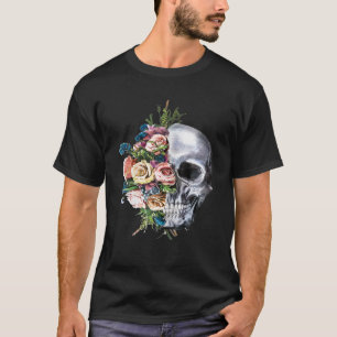 T-shirt Femmes Crâne Fleur Roses de sucre pour hommes garç