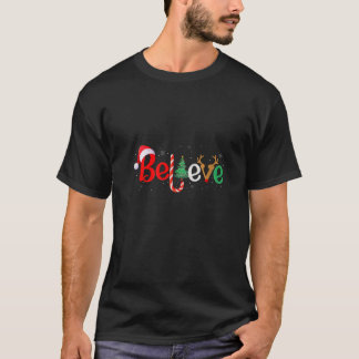 T-shirt Femmes croient Noël Famille appariement drôle Renn