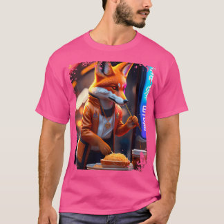 T-shirt Femmes Cyberpunk Vulpes Manger Ramen Anthro Fox Ar