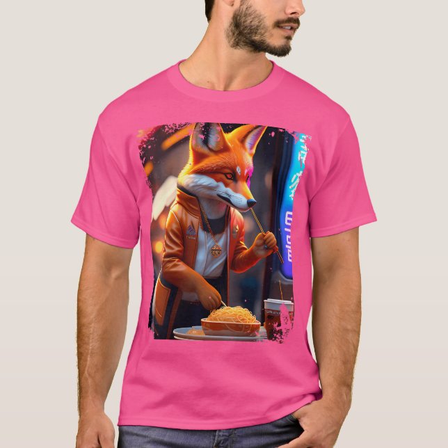 T-shirt Femmes Cyberpunk Vulpes Manger Ramen Anthro Fox Ar (Devant)