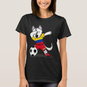 T-shirt Femmes Dabbing Husky Dog Colombie Football Colombi
