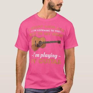 T-shirt Femmes Dans Ma Tête Je Joue Dans Ma Guitare Acoust
