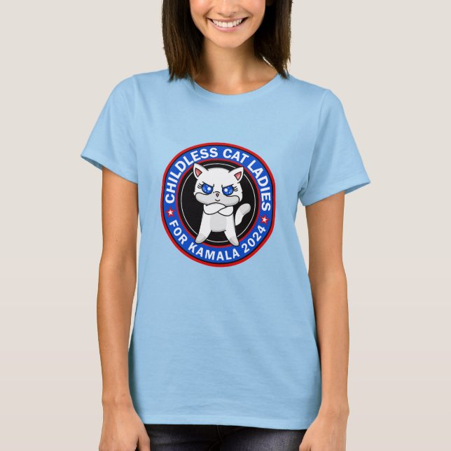 T-shirt Femmes de chats sans enfants pour Kamala Democrats (Devant)