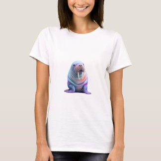 T-shirt Femmes de morse de galaxie à l'aquarelle pastel