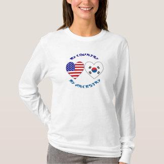 T-shirt Femmes Drapeau Cœur Corée du Sud USA Patrimoine
