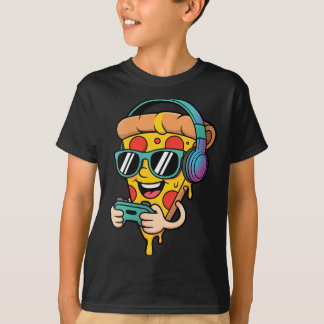 T-shirt Femmes Drôle Gamer Pizza Nourriture Jeu Vidéo Homm