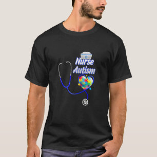 T-shirt Femmes Drôle Infirmière Autisme Puzzle Stethoscope