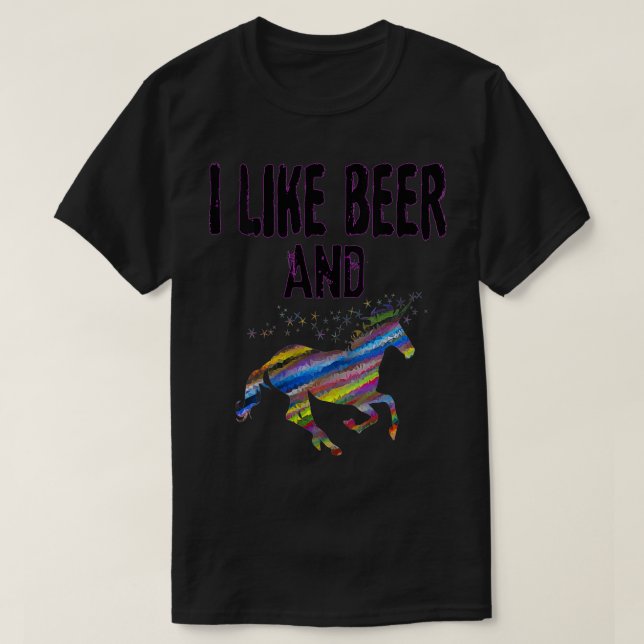 T-shirt FEMMES Drôle J'Aime La Bière Et Unicorne Design Ad (Design devant)