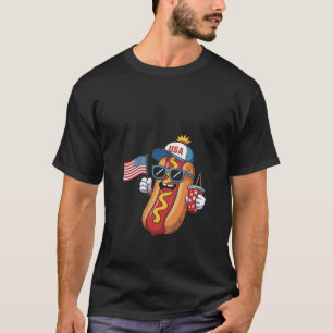 T-shirt Femmes drôle Quart Juillet Hotdog Patriotique USA