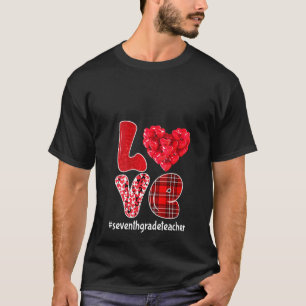 T-shirt Femmes Drôles Coeurs Amour Professeur de 7e année