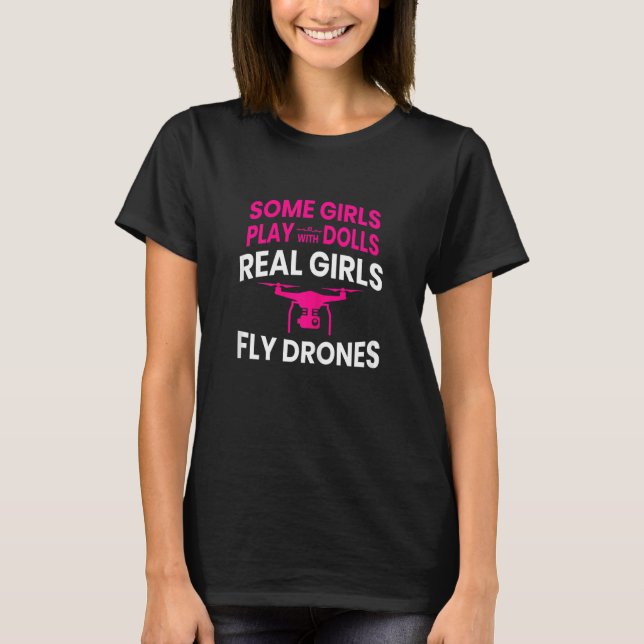 T-shirt Femmes Drone Femmes Filles Réelles Drones Volant (Devant)