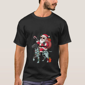 T-shirt Femmes Éclairage de Noël Drôle de Père Noël à Chev