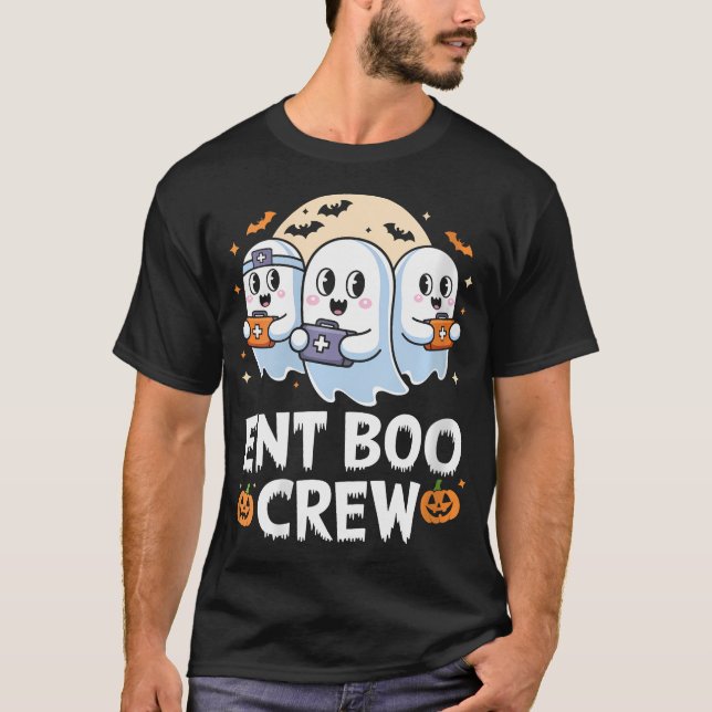 T-shirt Femmes Éffrayant Ent Boo Crew Infirmière d'Hallowe (Devant)