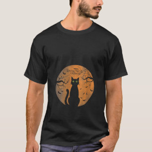 T-shirt Femmes Éffrayant Halloween Chat Lune Hocus Pocus C
