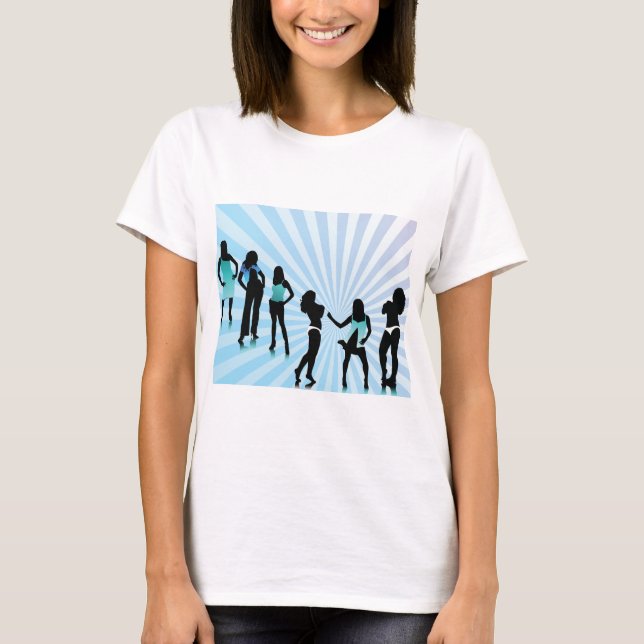 T-shirt Femmes élégantes Silhouettes Bleu sarcelle Mode (Devant)