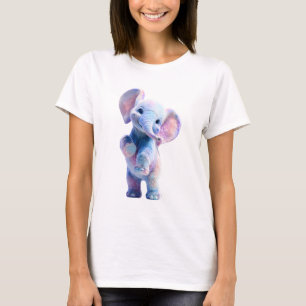 T-shirt Femmes éléphant bébé aquarelle pastel fantaisiste