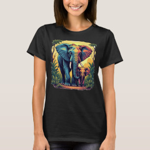 T-shirt femmes Eléphants de la jungle colorée
