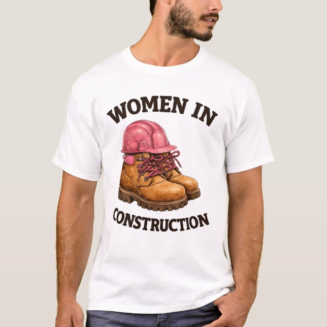 T-shirt Femmes en bottes de construction et casque de sécu (Devant)