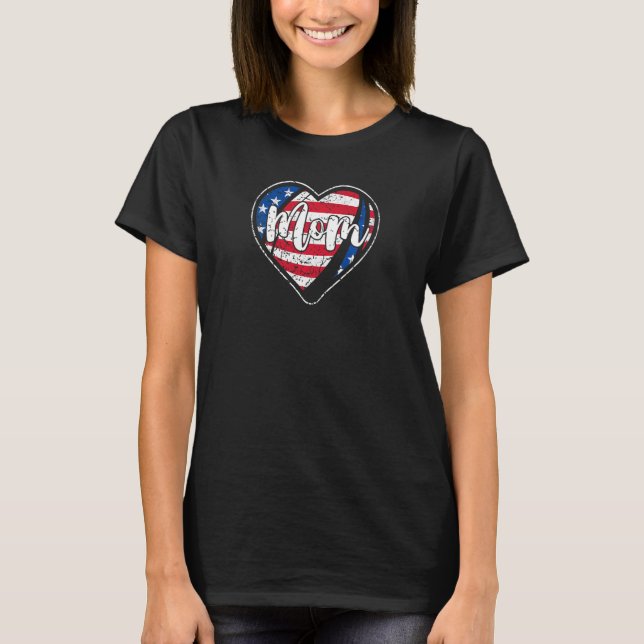 T-shirt Femmes en détresse Drapeau Américain Coeur Rugby M (Devant)