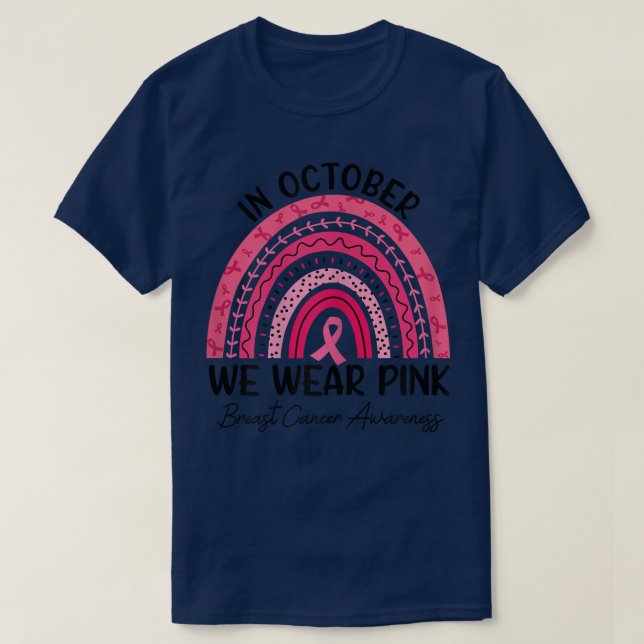 T-shirt Femmes En Octobre Nous Portons Le Ribbon Rose Canc (Design devant)
