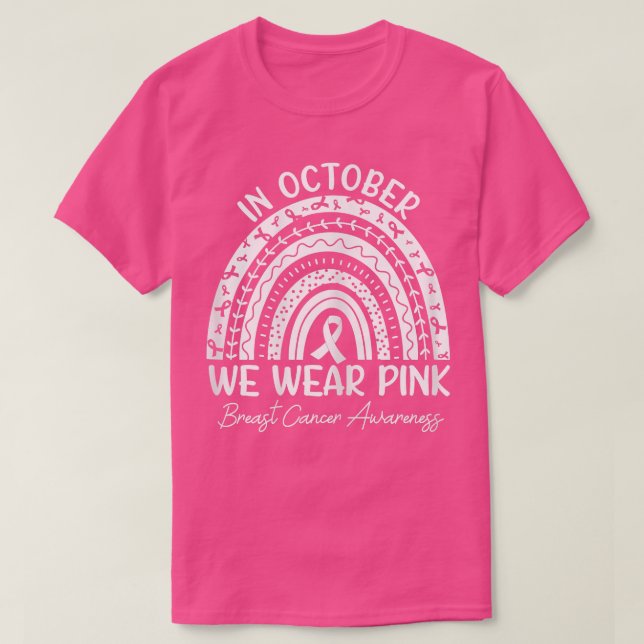 T-shirt Femmes En Octobre Nous Portons Le Ribbon Rose Canc (Design devant)