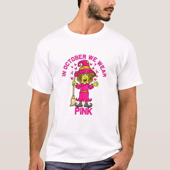 T-shirt Femmes En Octobre Nous Portons Pink Halloween mign (Devant)