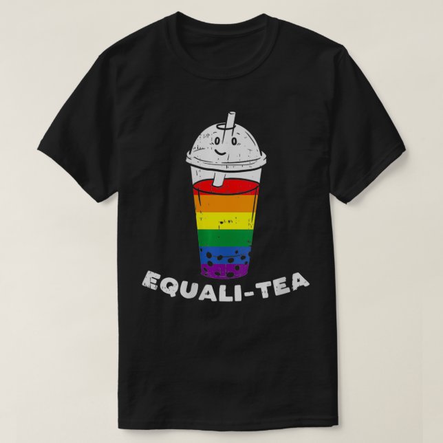 T-shirt Femmes Equalitea Arc-en-ciel Boba Bubble Milk Thé  (Design devant)