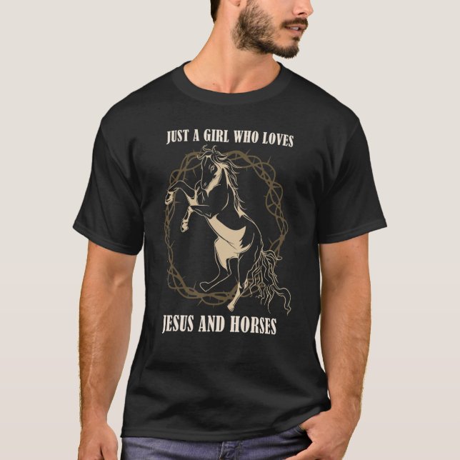 T-shirt Femmes équestres Juste Une Fille Qui Aime Jésus Et (Devant)