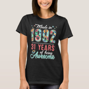 T-shirt Femmes Fabriquées En 1992 Floral 31 Ans Vintage 31