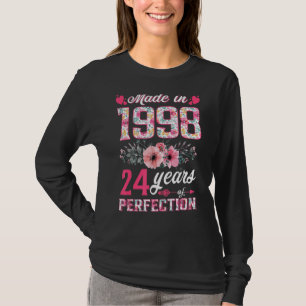 T-shirt Femmes Fabriquées En 1998 Floral 24 Ans 24ème Anni