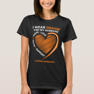 T-shirt Femmes Femme Je Porte Orange Pour Mon Mari Leucémi