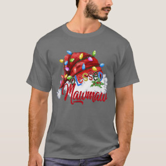 T-shirt Femmes Femmes Béni Mawmaw Santa Hat Noël Lumière