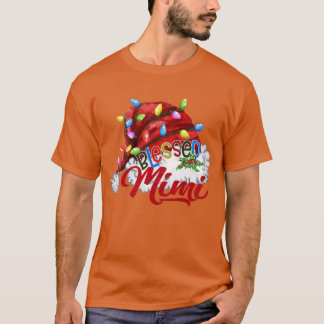 T-shirt Femmes Femmes Béni Mimi Santa Chapeau Noël Lumière