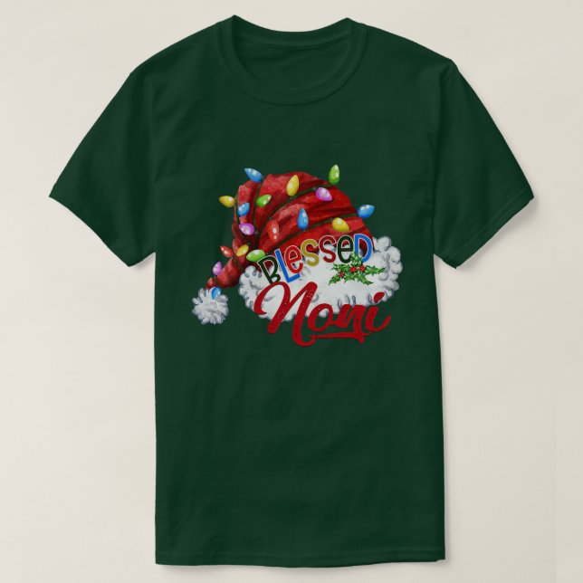 T-shirt Femmes Femmes Béni Noni Santa Hat Noël Lumière (Design devant)