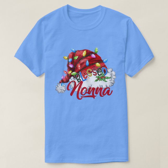 T-shirt Femmes Femmes Béni Nonna Santa Hat Lumière de Noël (Design devant)